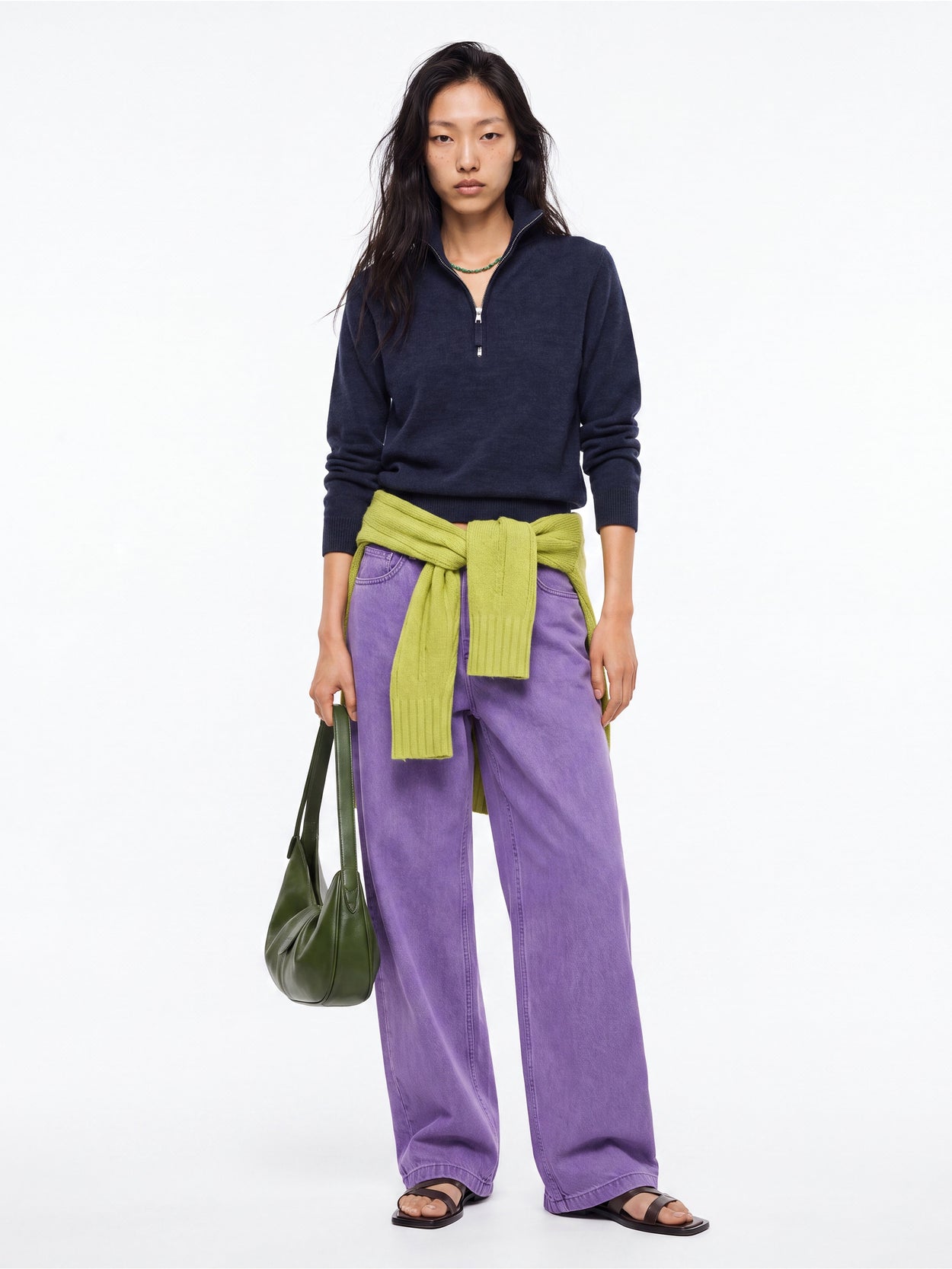The Knitted Quarter Zip Pacific Blue Female Image