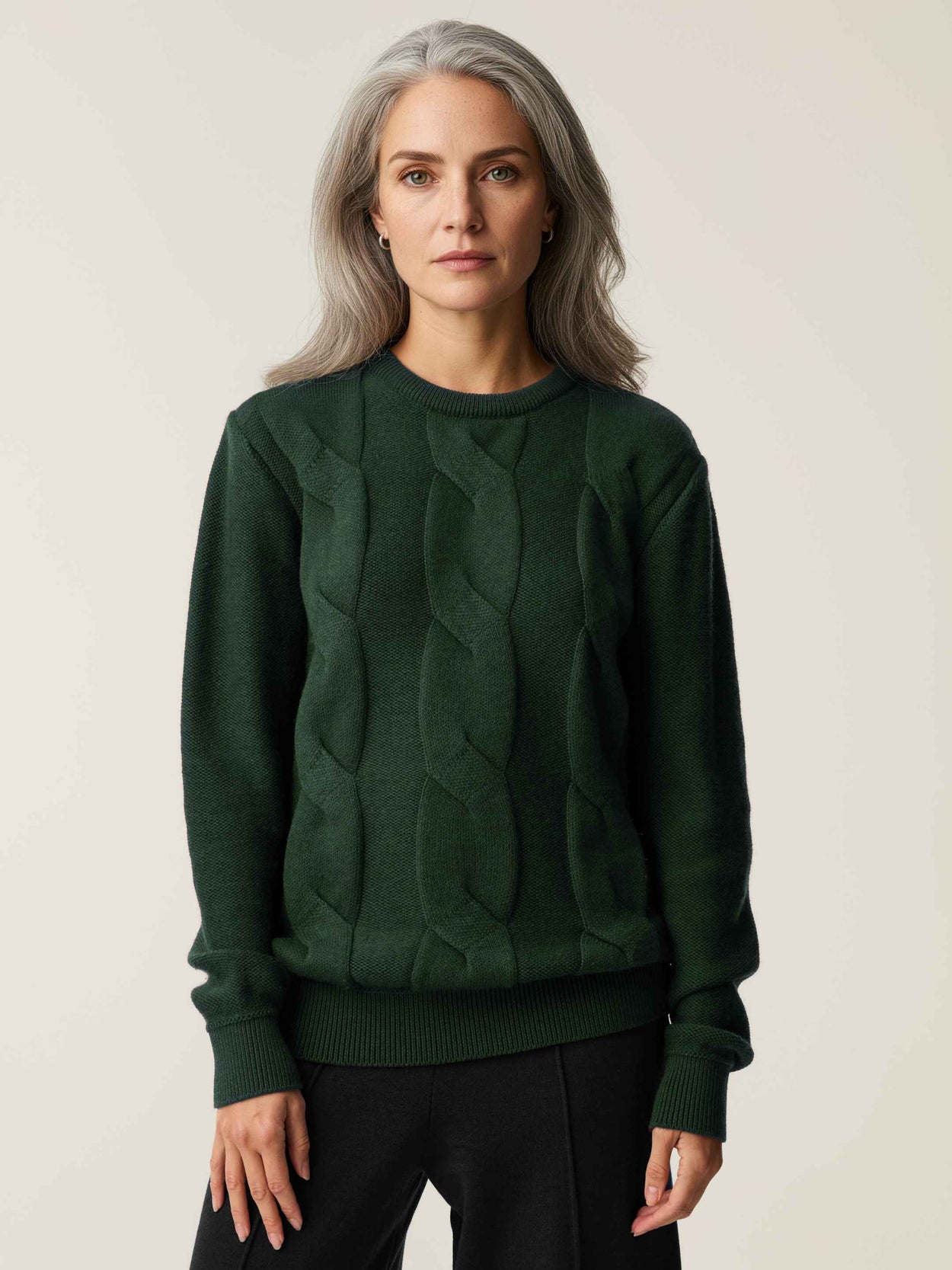 The Cable Knit Emerald Green Female Image