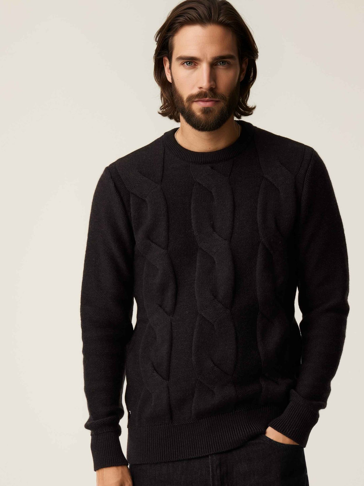 The Cable Knit Anthracite Black Male Image