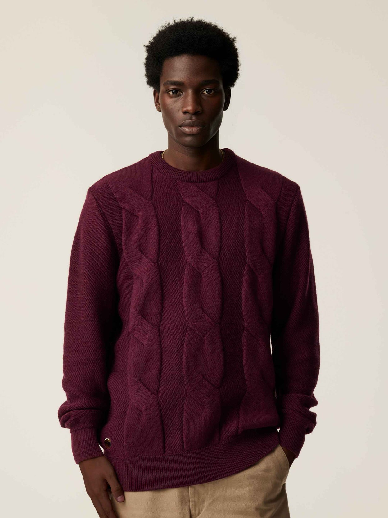 The Cable Knit Konini Burgundy Male Image