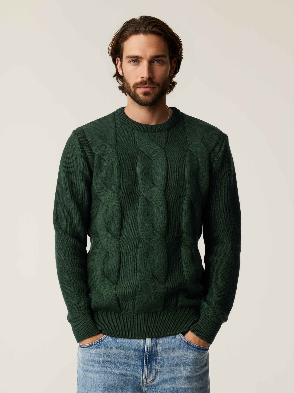 The Cable Knit Emerald Green Male Image