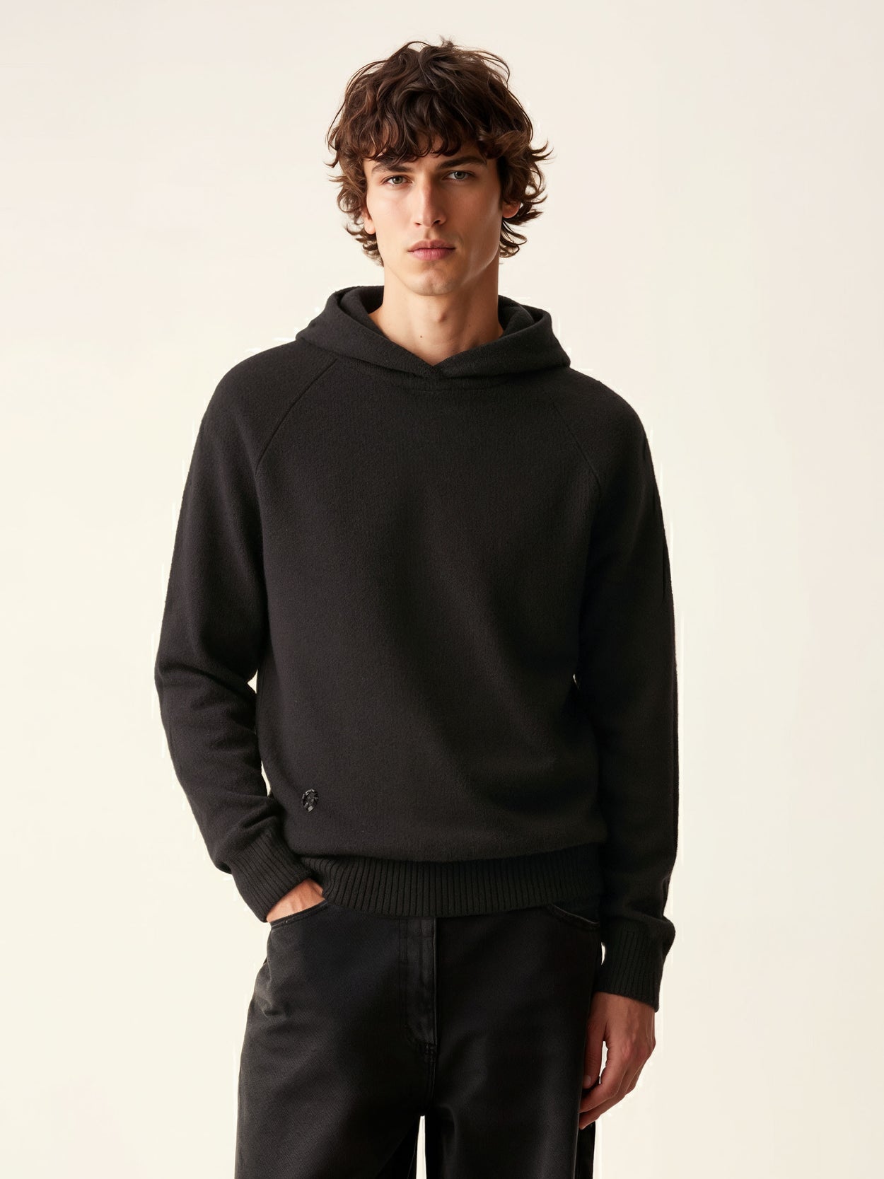 The Knitted Hoodie Anthracite Black Male Image