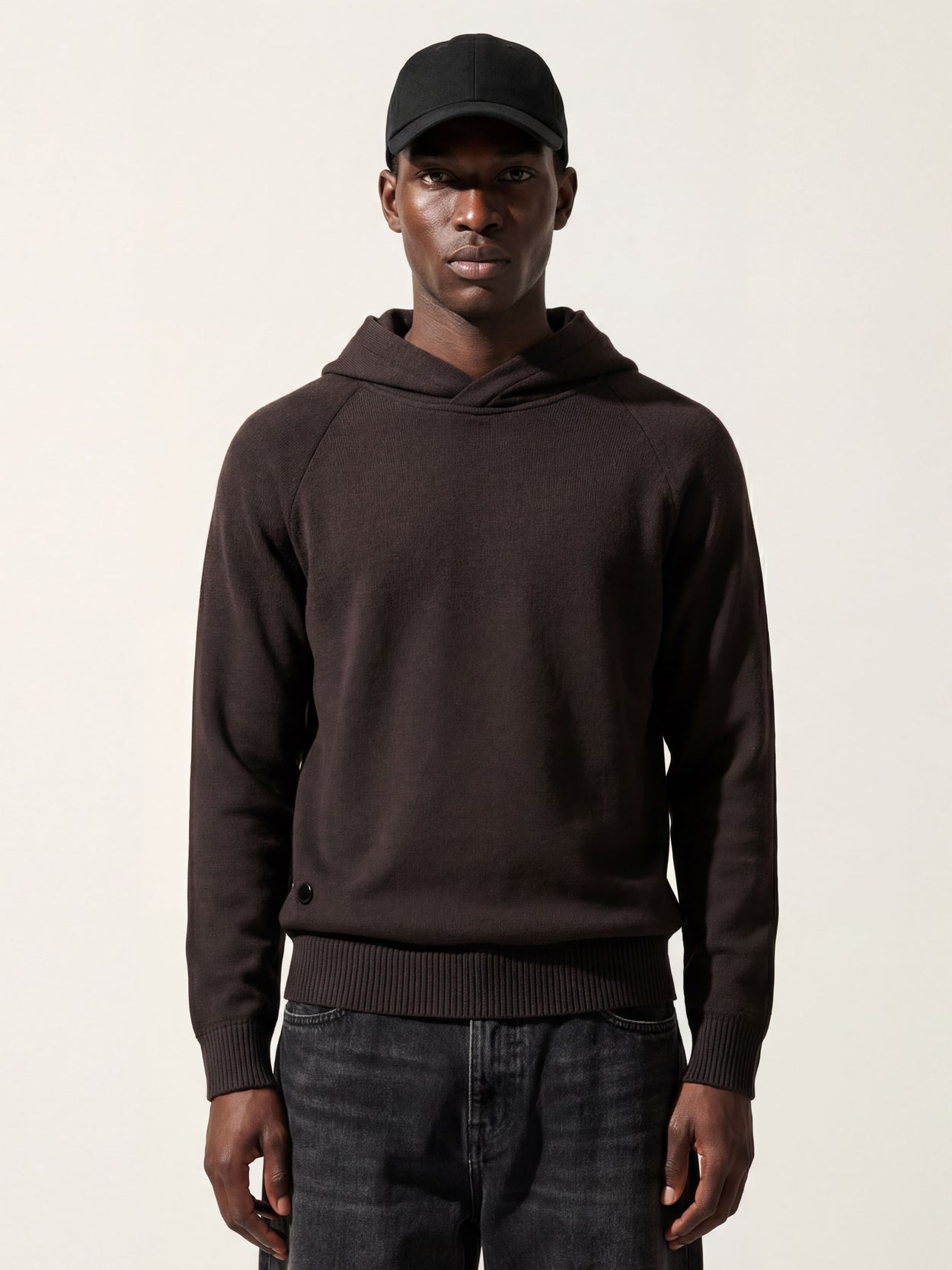 The Knitted Hoodie Anthracite Black Male Image