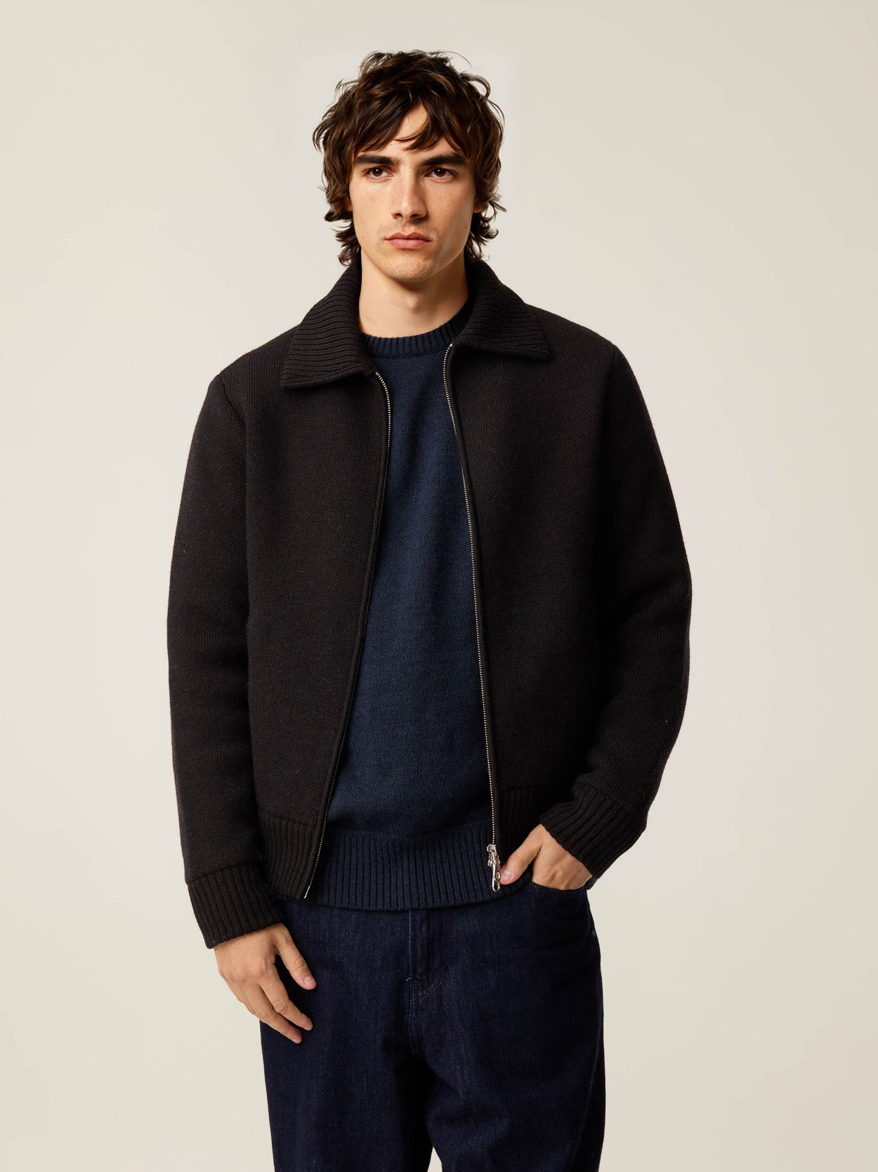 The Knitted Bomber Anthracite Black Male Image