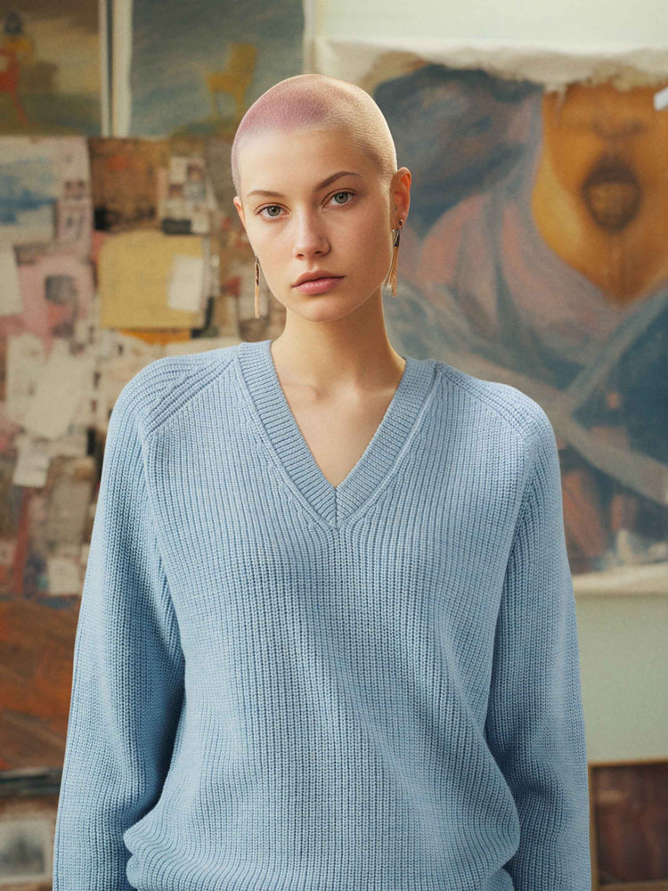 V-neck button-down eco fur (with included bag)