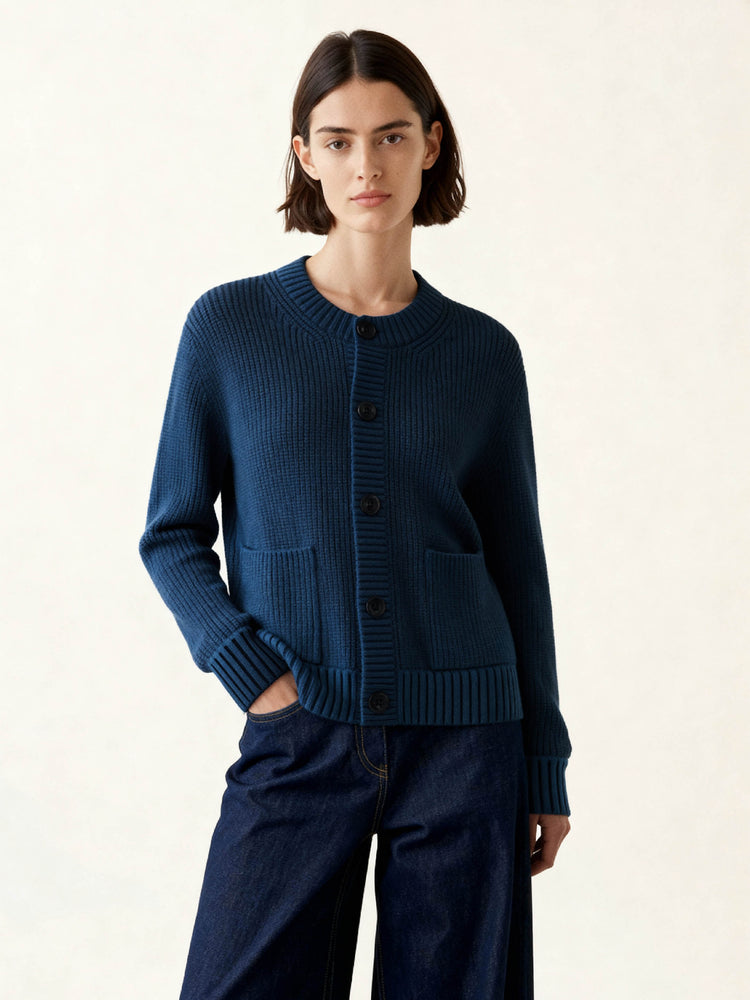 The Soft-Rib Cardigan Tasman Blue Image