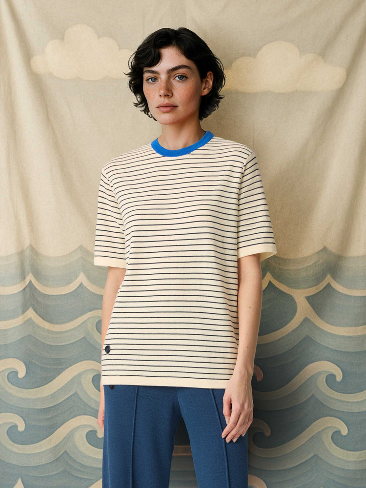 The Stripe T-Shirt Pacific Blue Image