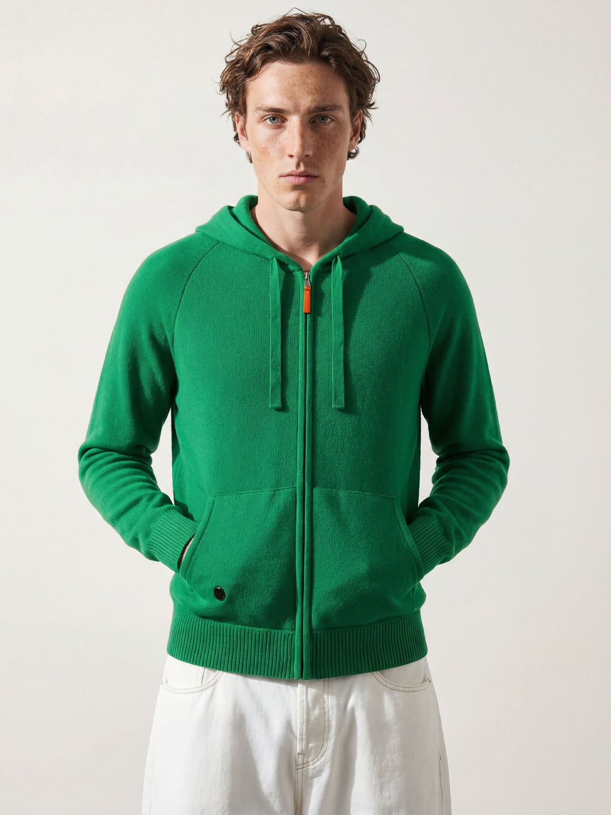 The Knitted Zip Hoodie Bottle Green Male Image