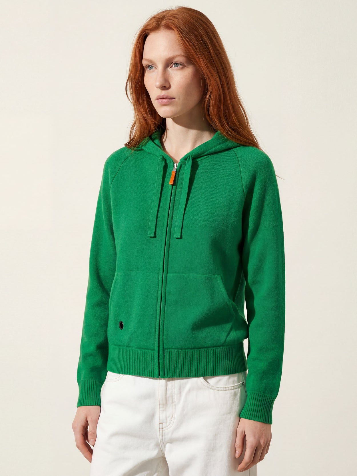 The Knitted Zip Hoodie Bottle Green Female Image