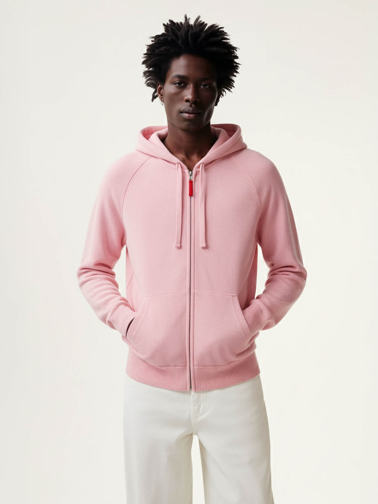 The Knitted Zip Hoodie Candyfloss Pink Image