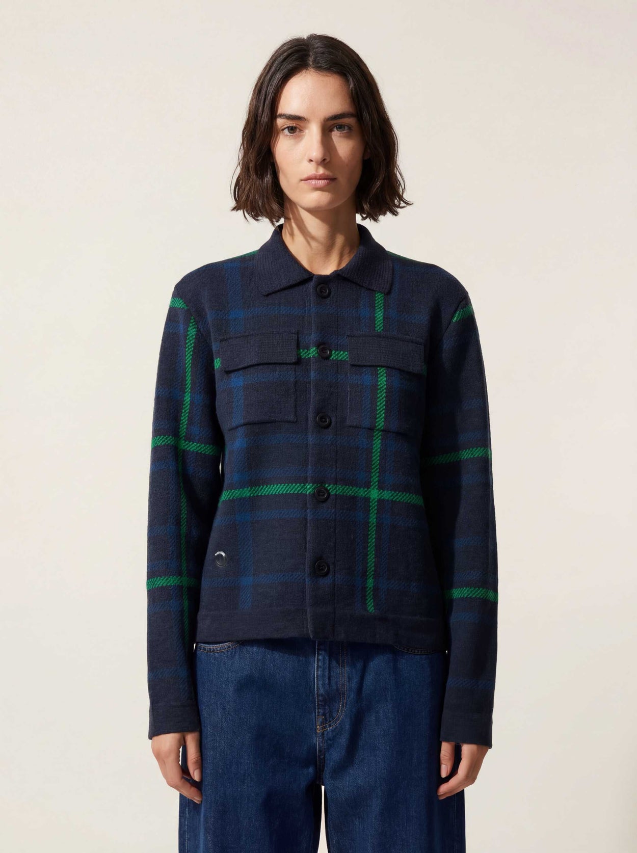 The Plaid Over Shirt Pacific Blue Female Image