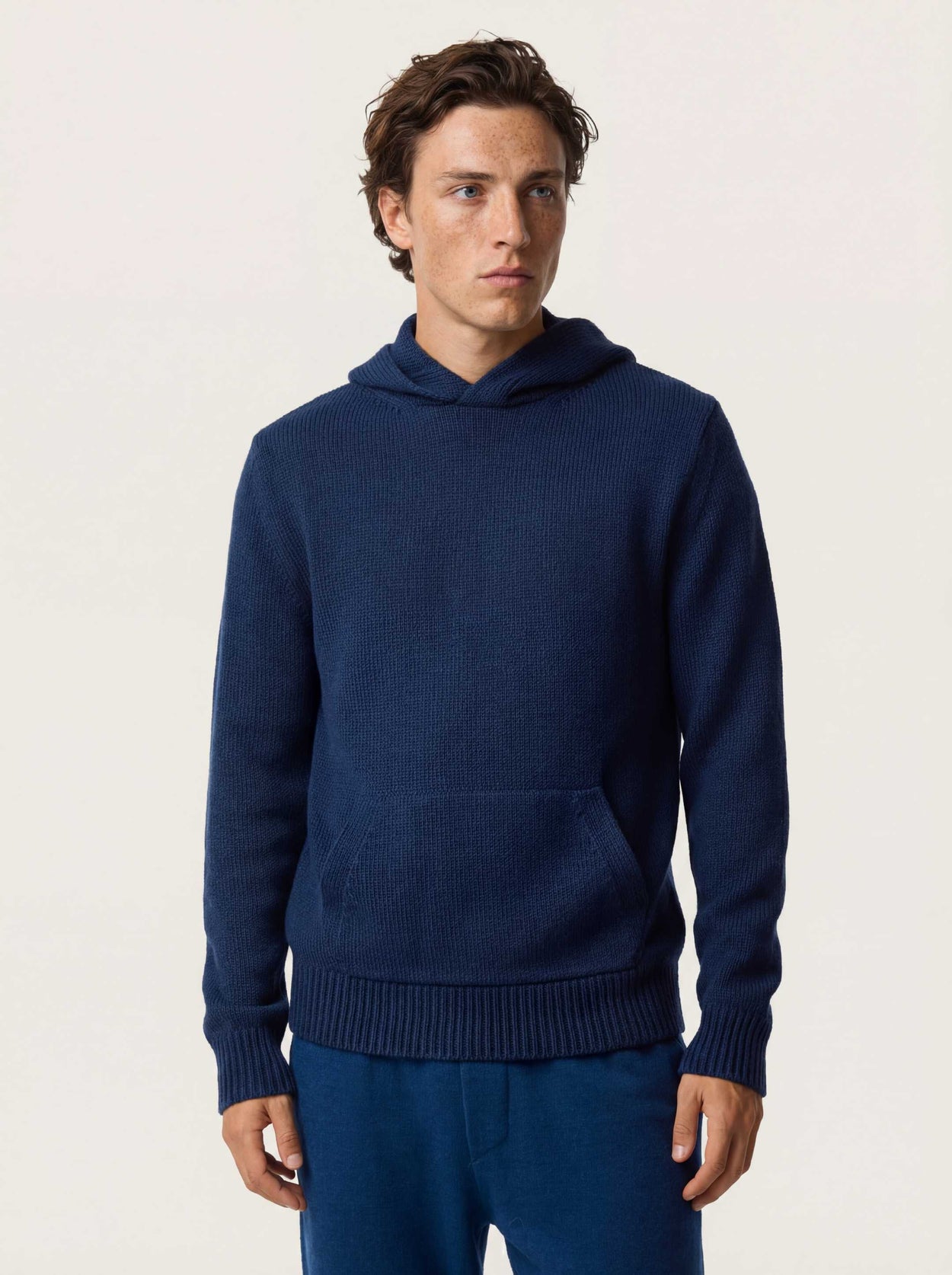 The Chunky Knit Hoodie Atlantic Blue Male Image