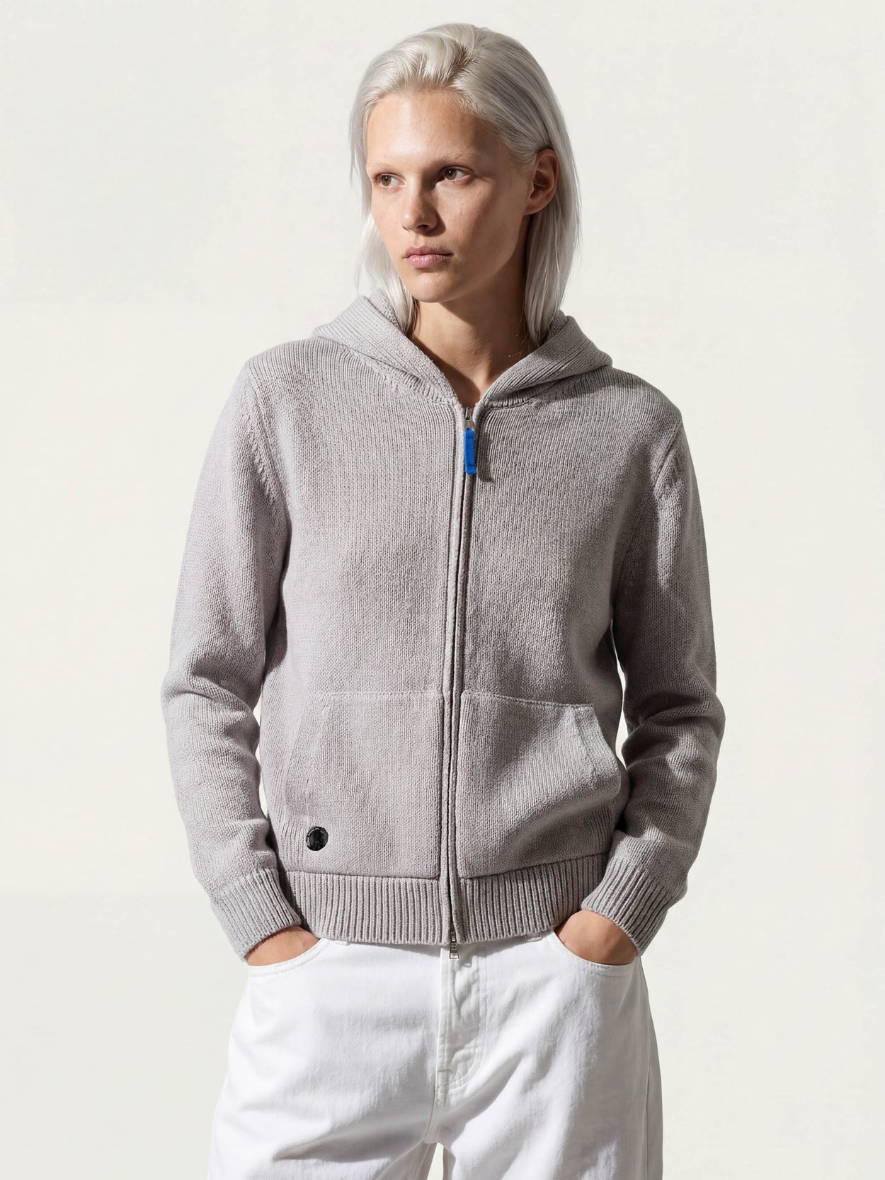 The Chunky Knit Zip Hoodie Moon Grey Female Image