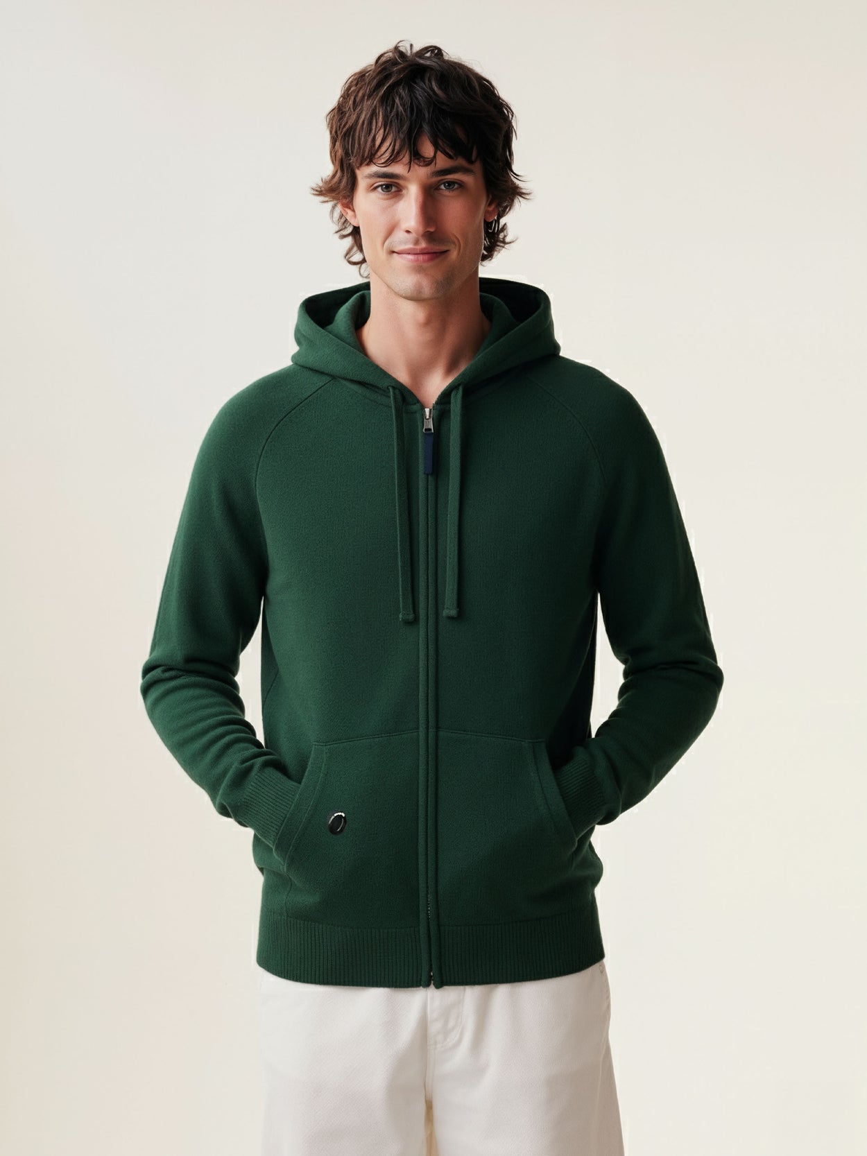 The Knitted Zip Hoodie Emerald Green Male Image