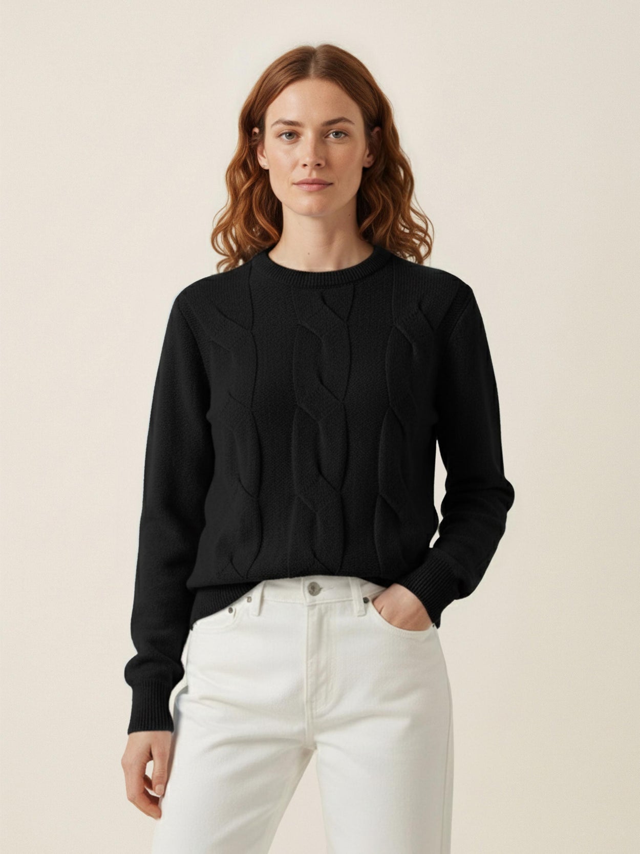 The Cable Knit Anthracite Black Female Image