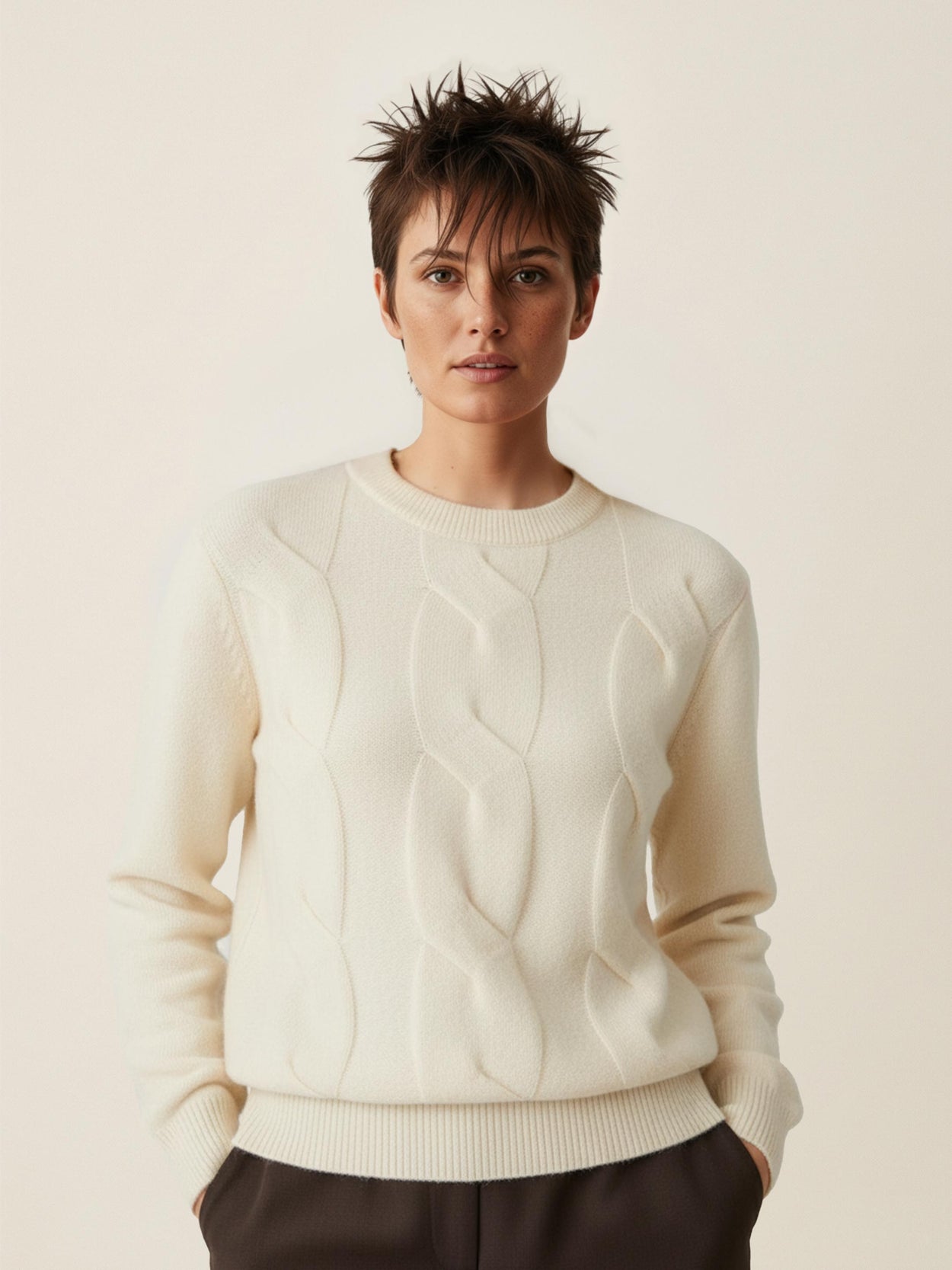 The Cable Knit Raw White Female Image