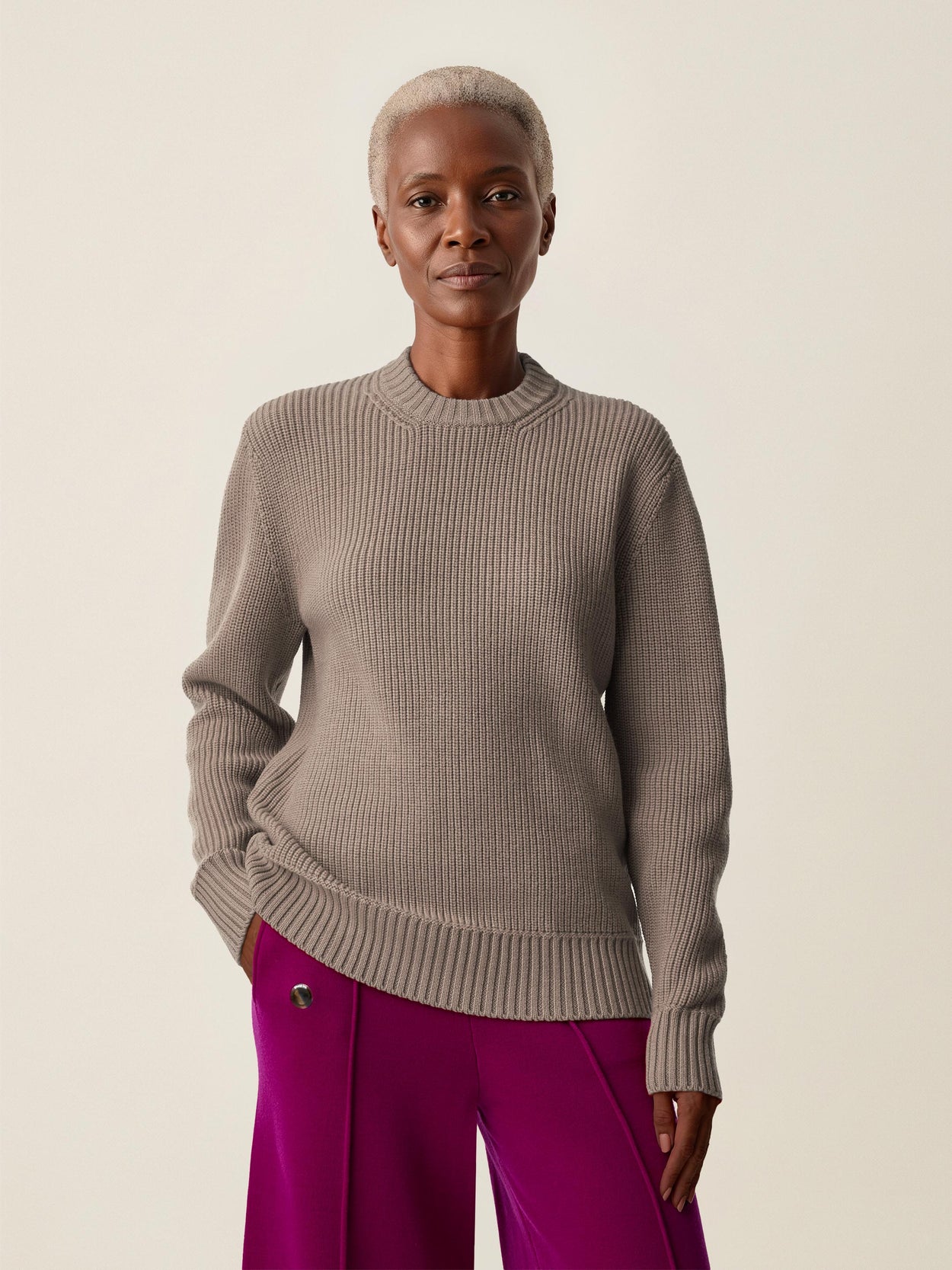 The Shepherd's Knit Crewneck Fawn Brown Female Image