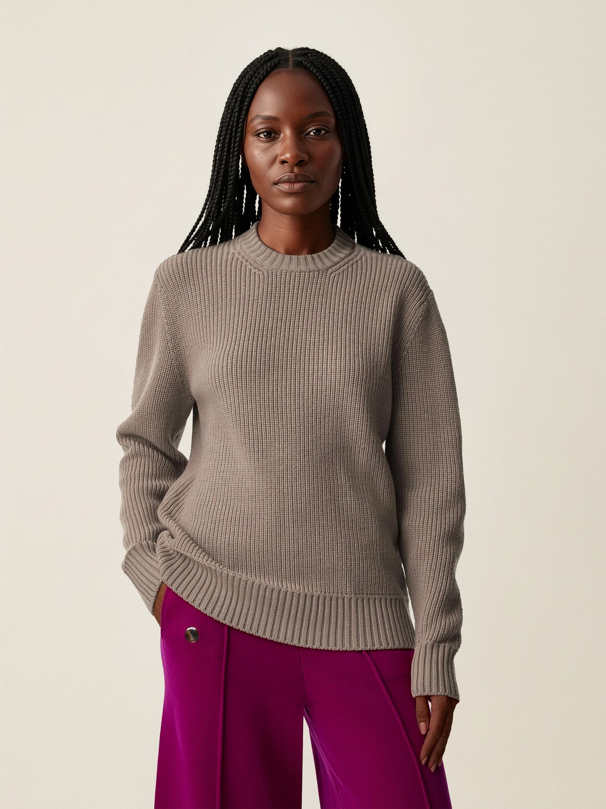 The Shepherd's Knit Crewneck Fawn Brown Female Image