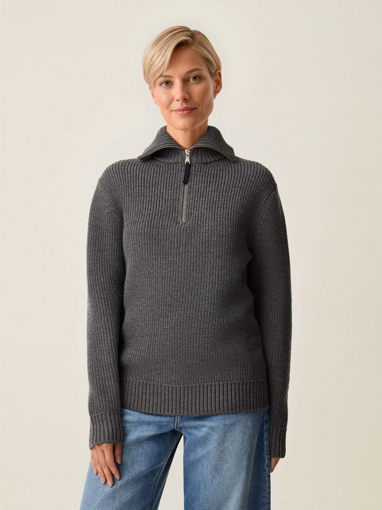 The Ridge Knit Half Zip Slate Grey Image