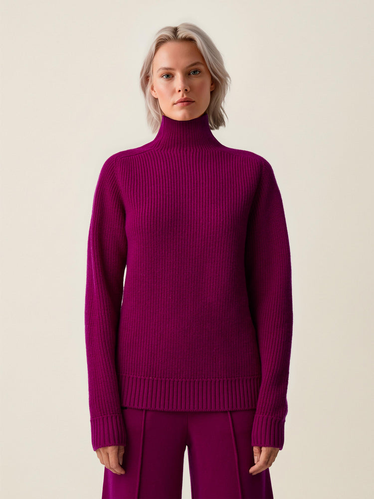 The Soft-Knit High Neck Royal Purple Image