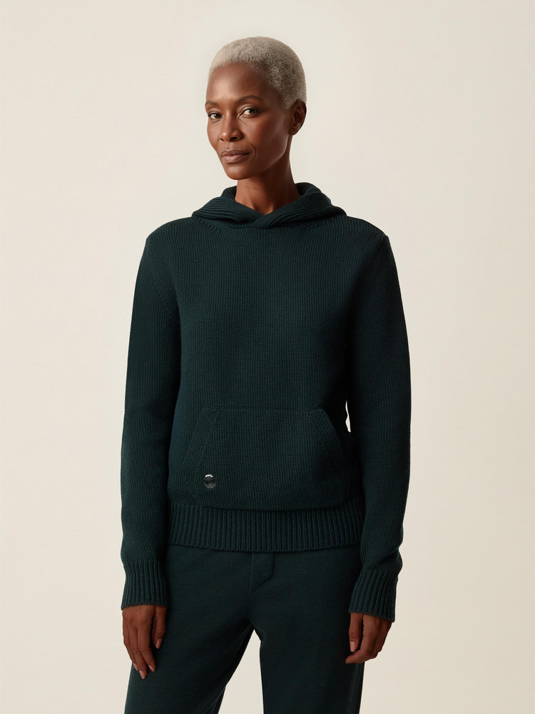The Chunky Knit Zip Hoodie Emerald Green Image