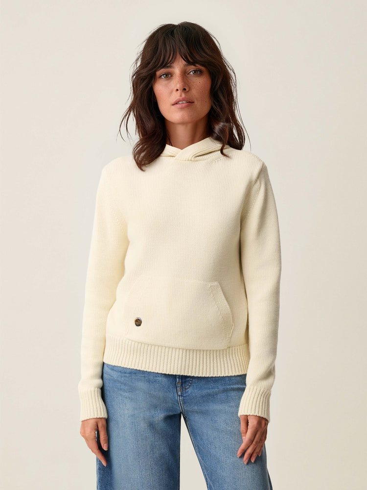 The Chunky Knit Hoodie Raw White Image