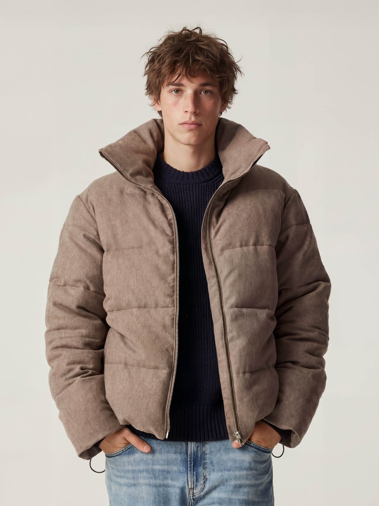 The Wool Puffer Jacket Fawn Brown Male Image