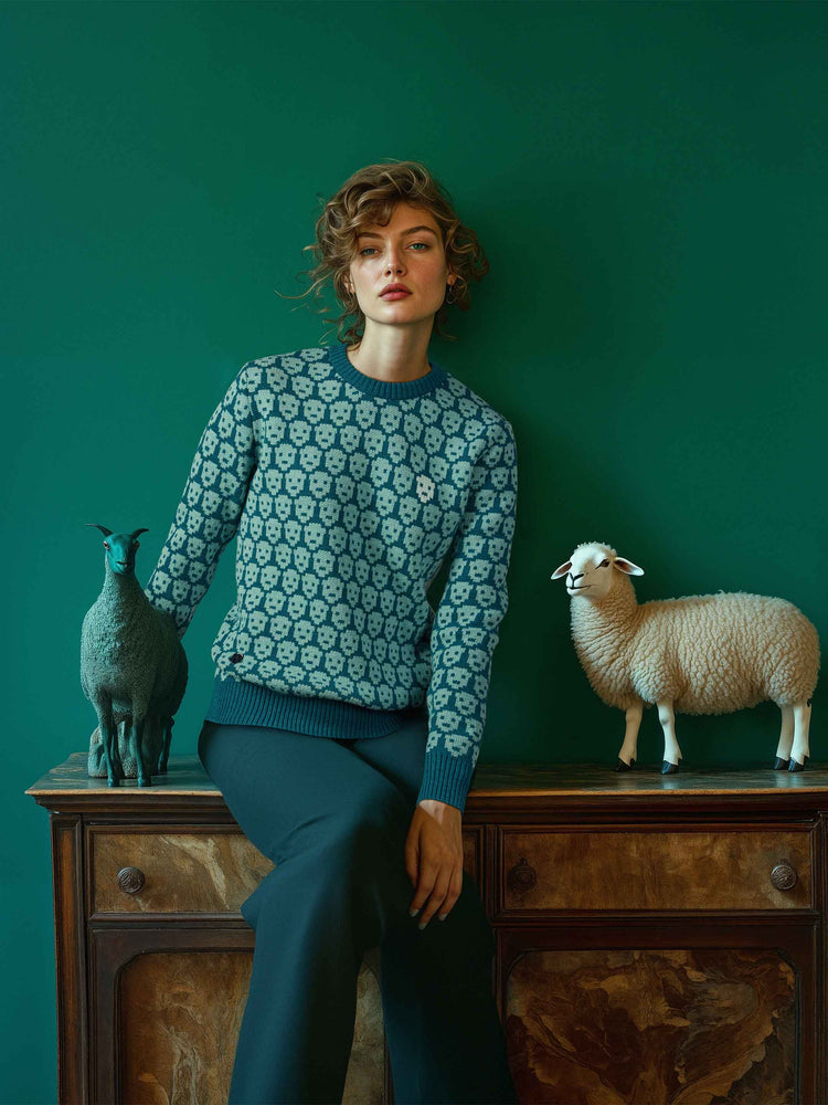 The Flock Crewneck Teal Blue Image