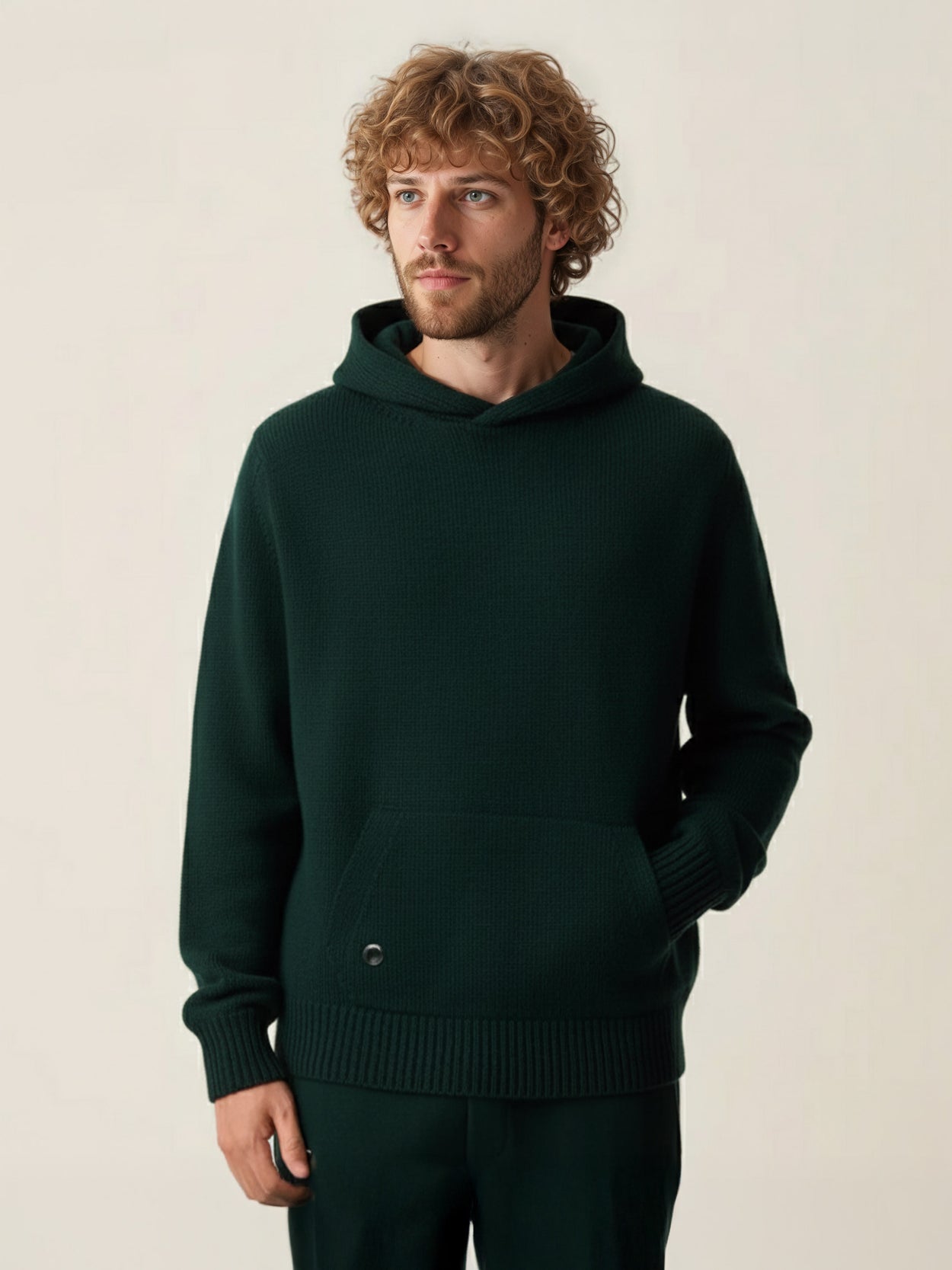 The Chunky Knit Zip Hoodie Emerald Green Male Image