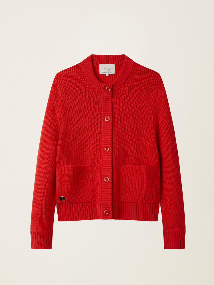 The Soft-Rib Cardigan Poppy Red Image