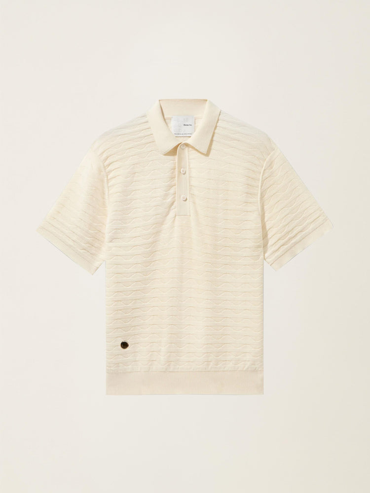 The Wave Textured Polo Raw White Image