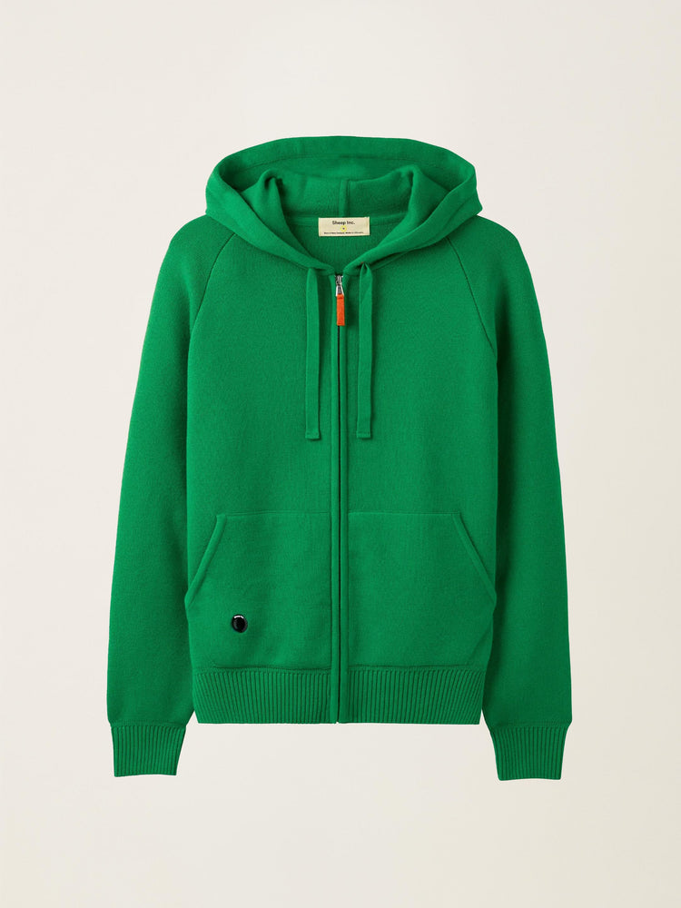 The Knitted Zip Hoodie Bottle Green Image
