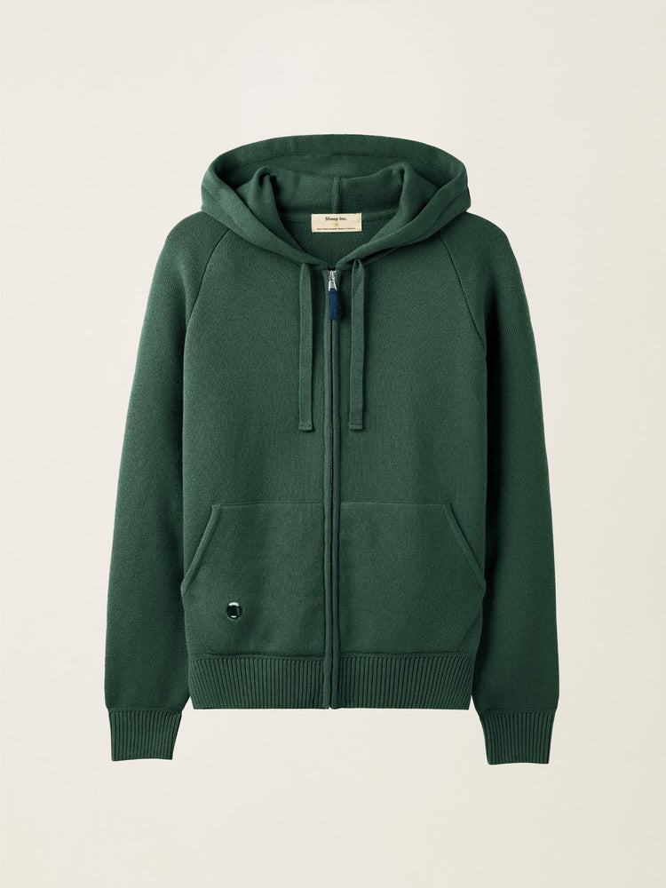 The Knitted Zip Hoodie Emerald Green Image
