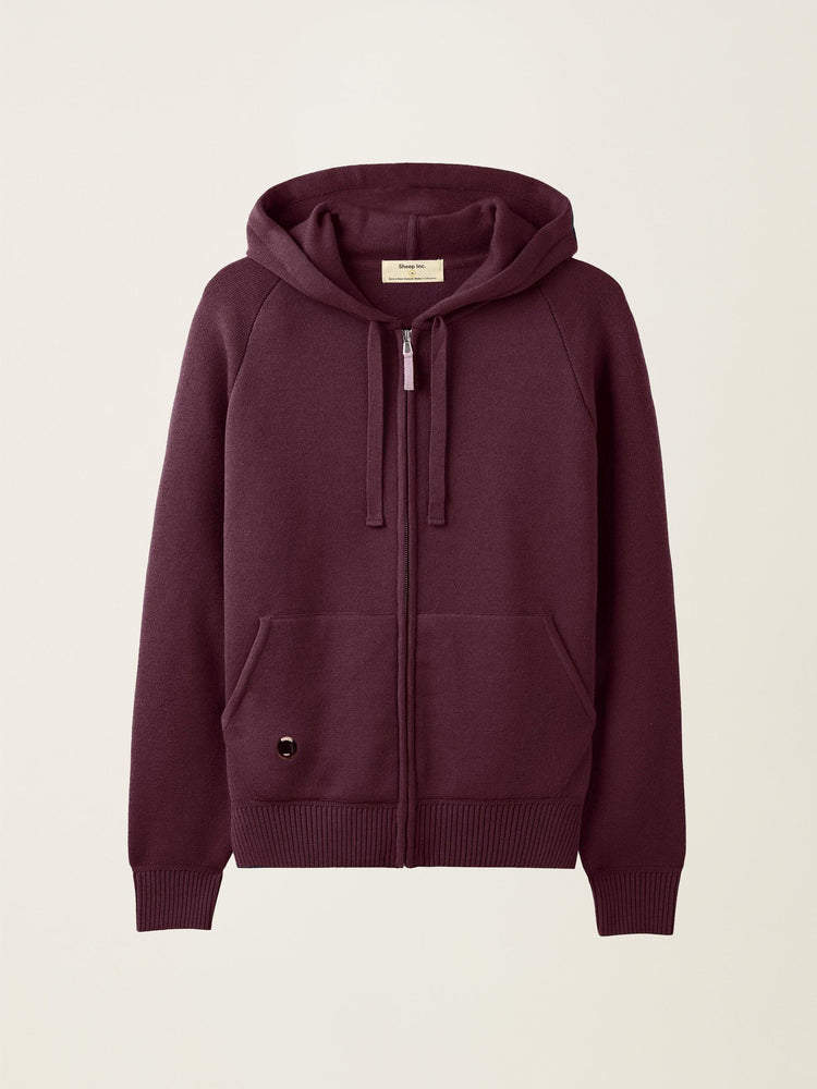 The Knitted Zip Hoodie Konini Burgundy Image