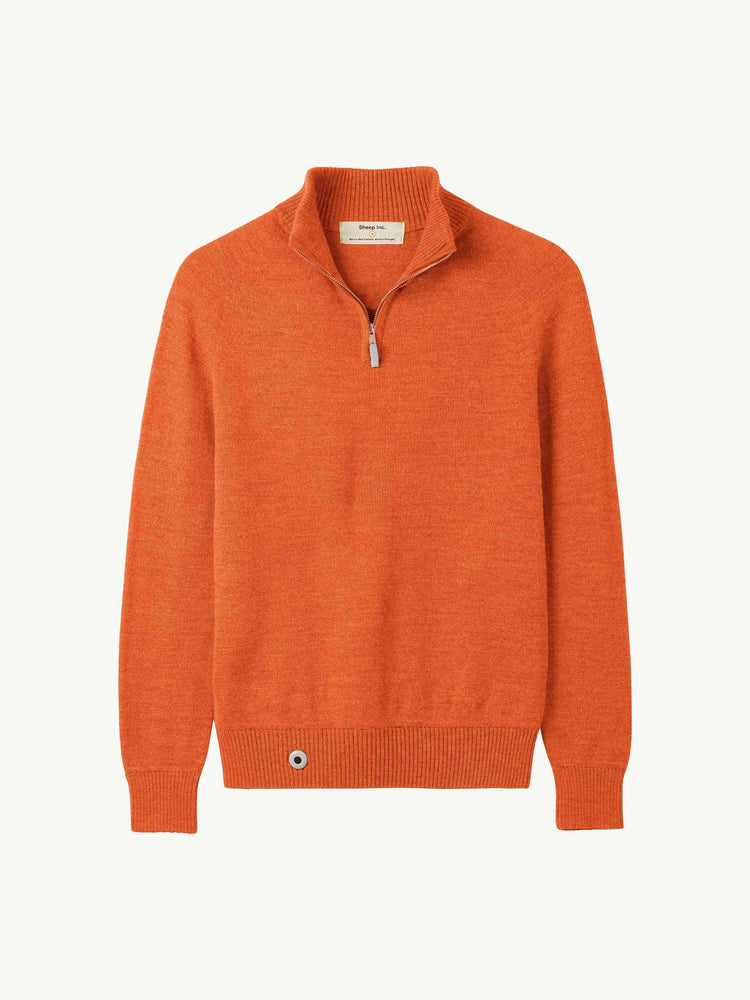 Men's Orange Merino Wool Knintwear - Stain Resistant - Sheep