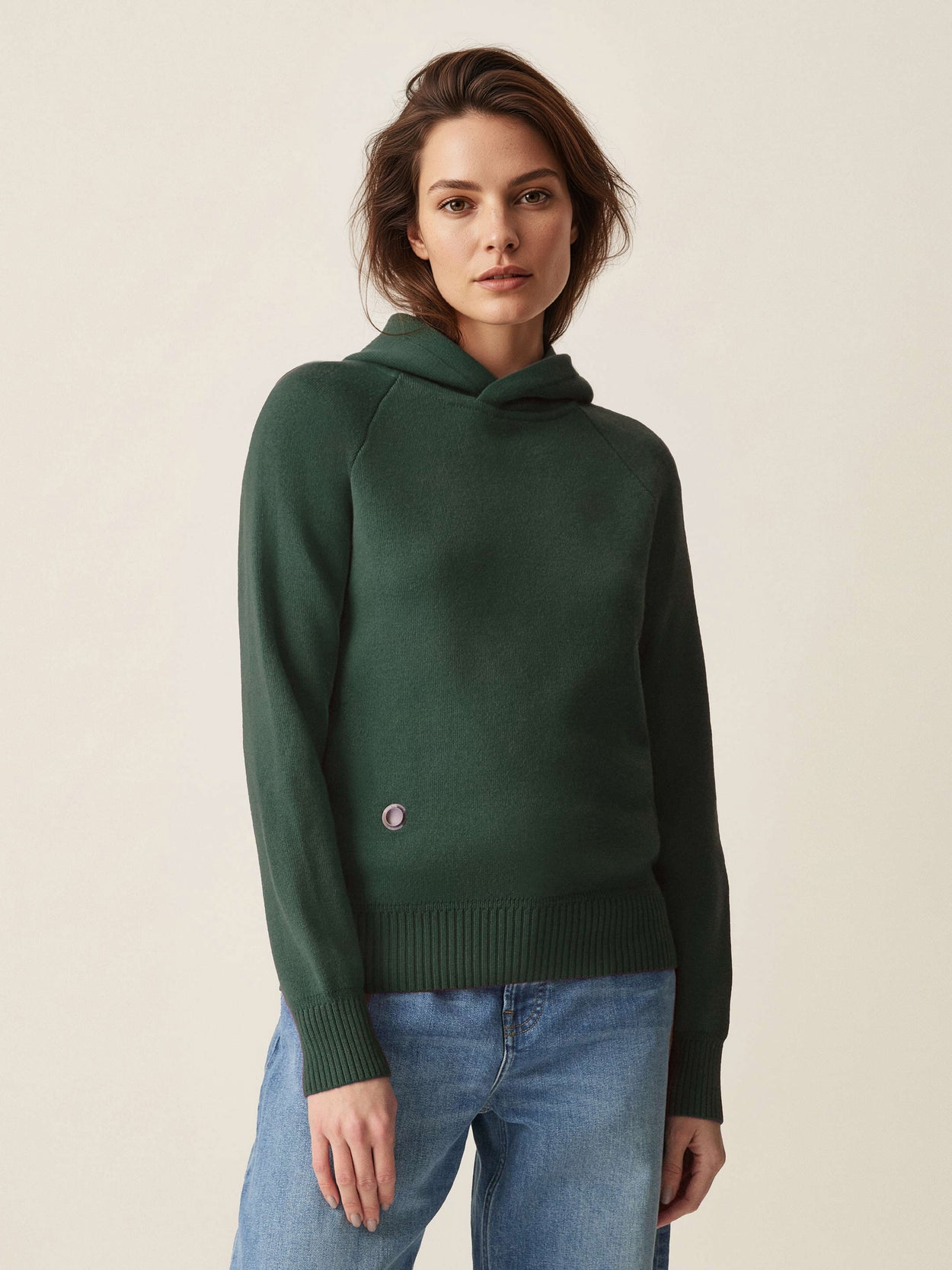The Knitted Hoodie Emerald Green Female Image