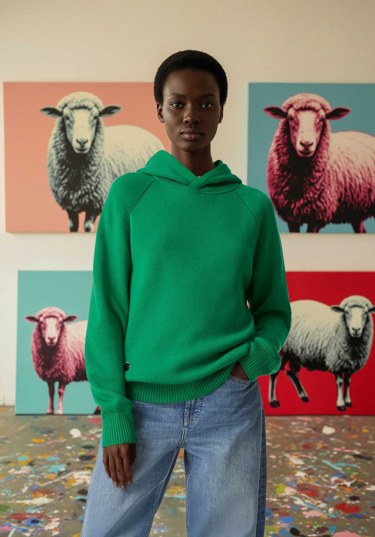 The Knitted Hoodie Bottle Green Image