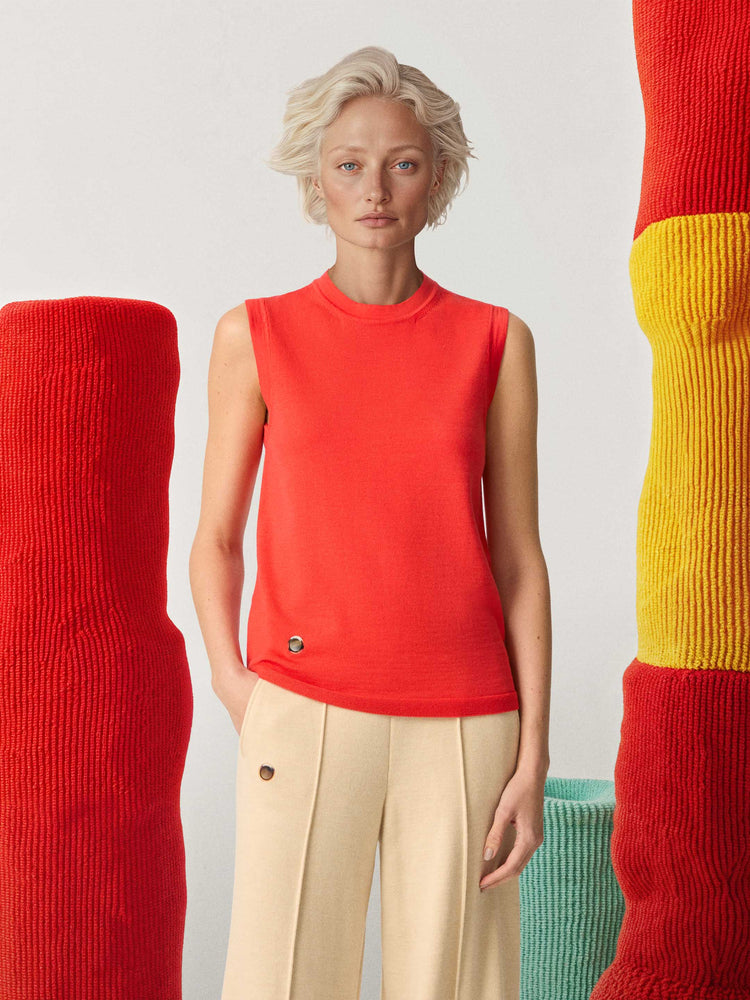 The Knitted Vest Poppy Red Image
