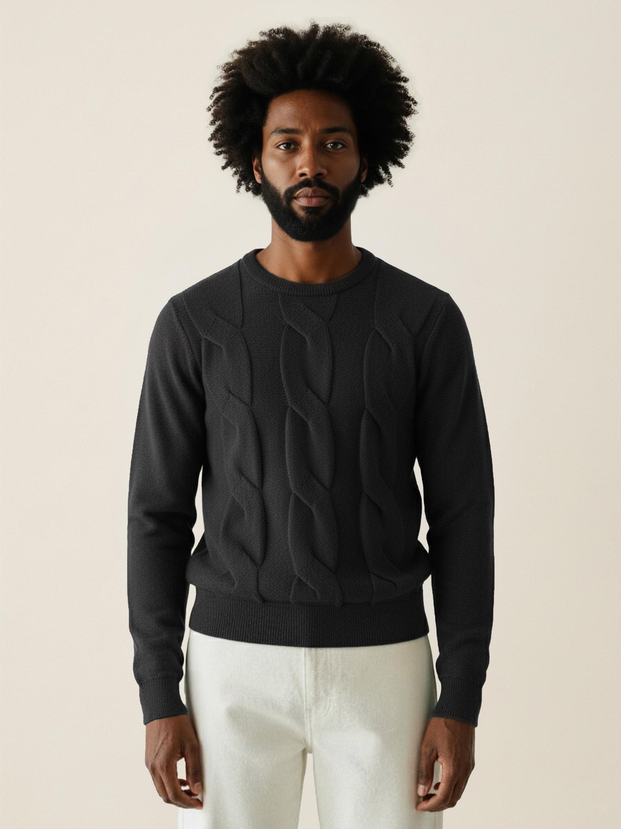The Cable Knit Anthracite Black Male Image