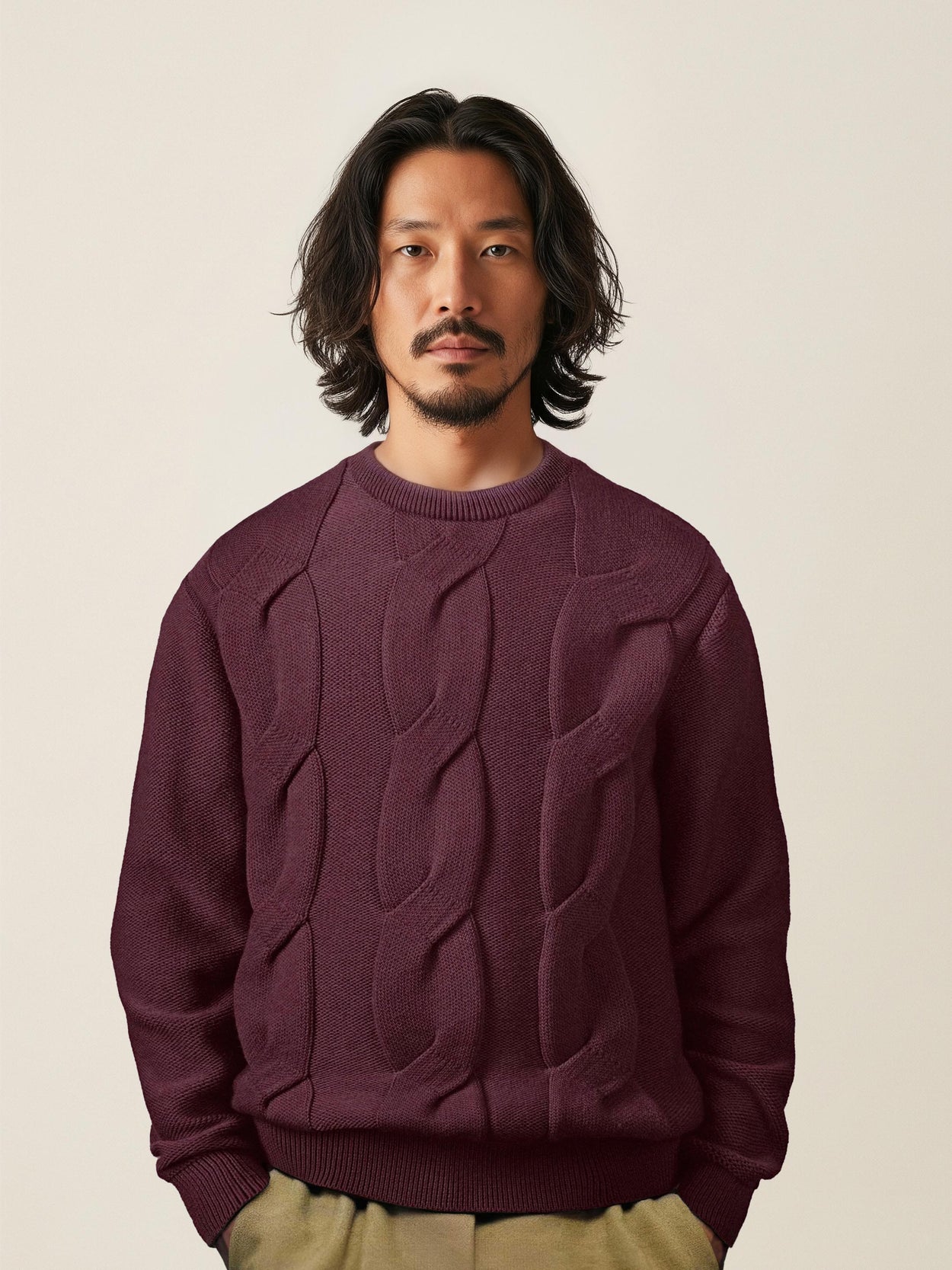 The Cable Knit Konini Burgundy Male Image