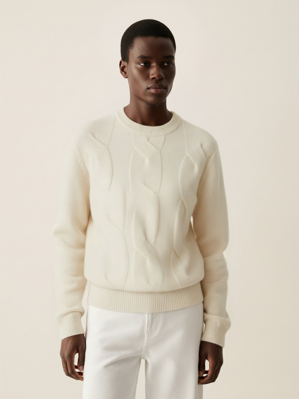 The Cable Knit Raw White Male Image