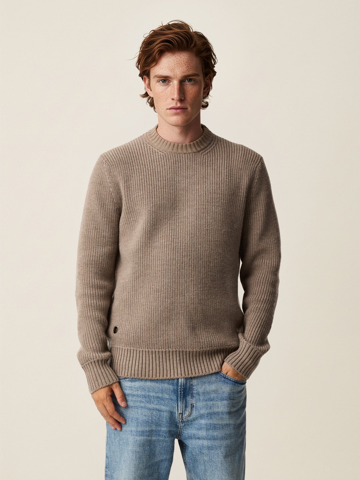 The Shepherd's Knit Crewneck Fawn Brown Male Image