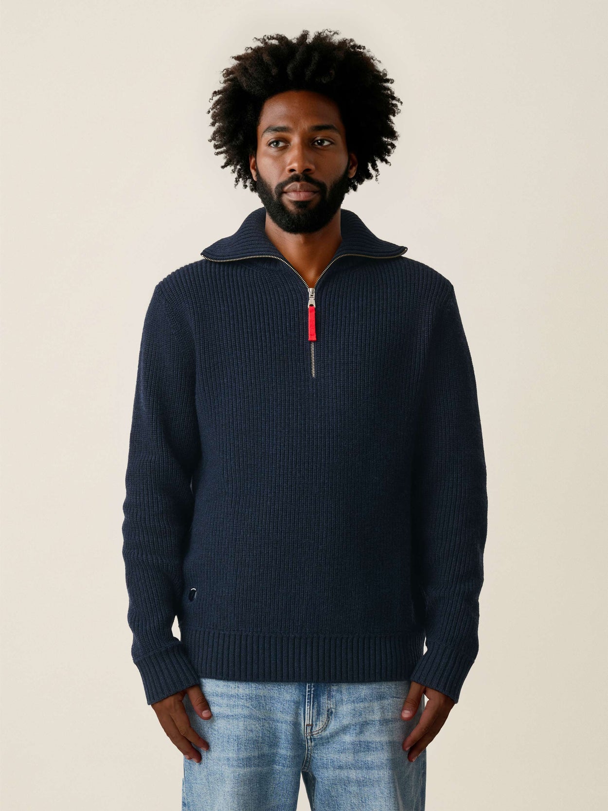 The Ridge Knit Half Zip Pacific Blue Male Image