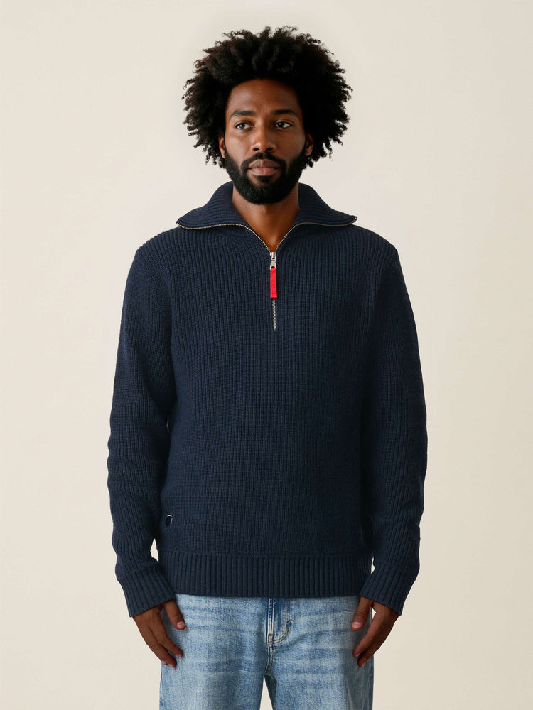 The Ridge Knit Half Zip Pacific Blue Image