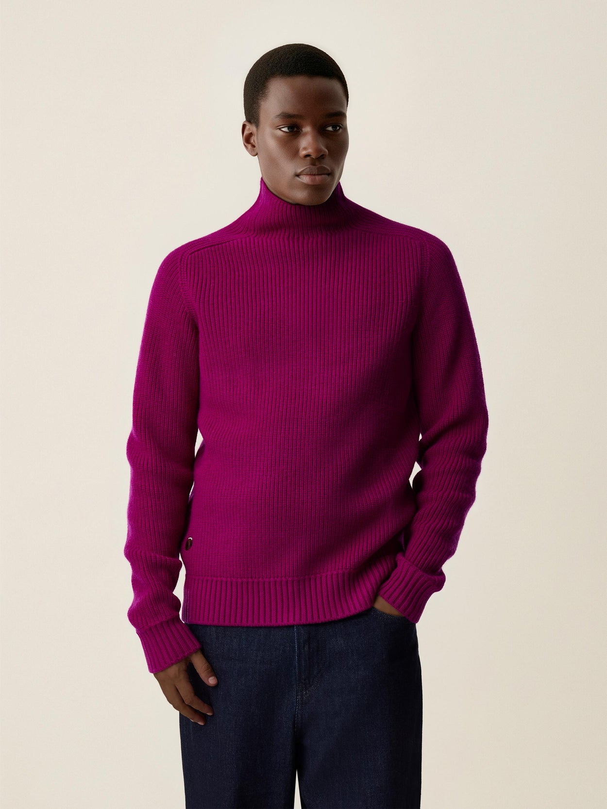 The Soft-Knit High Neck Royal Purple Male Image