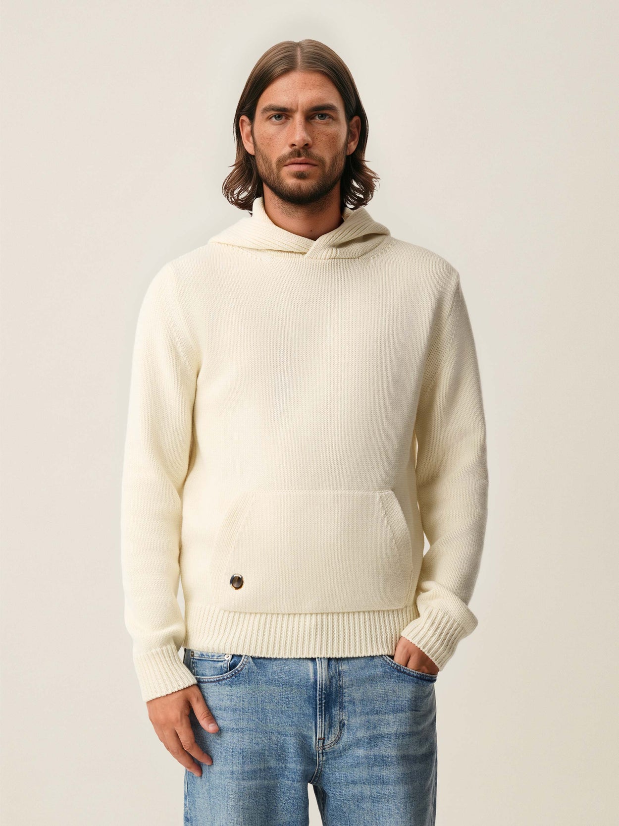 The Chunky Knit Hoodie Raw White Male Image