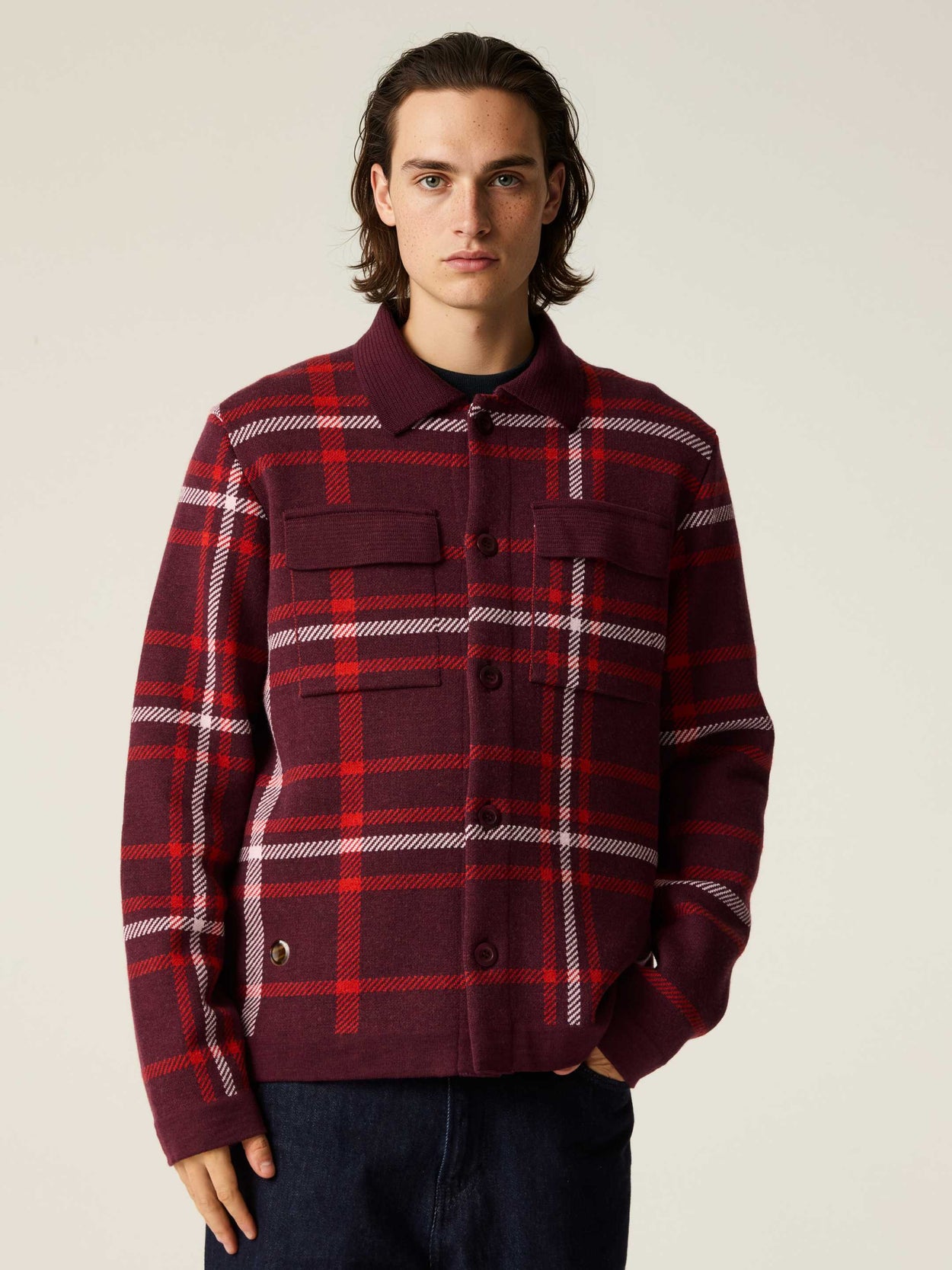 The Plaid Over Shirt Konini Burgundy Male Image
