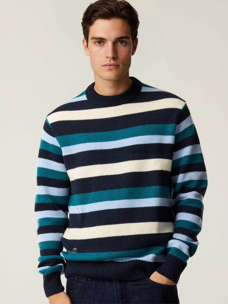 The Stripe Crewneck Pacific Blue Image