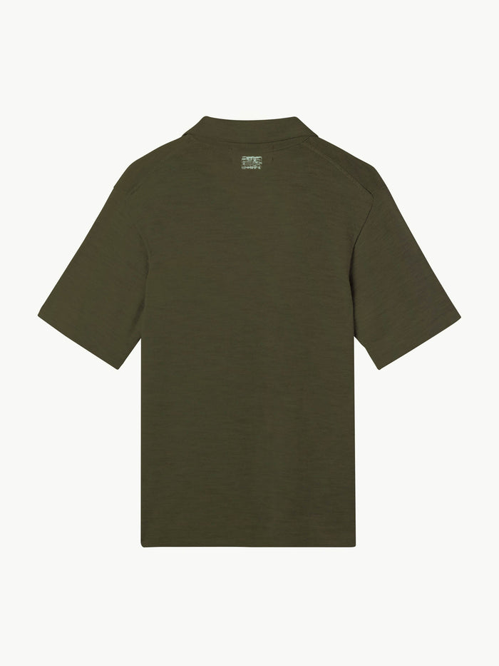 moss green polo shirt Moss Green - Merino Wool Knitted Polo