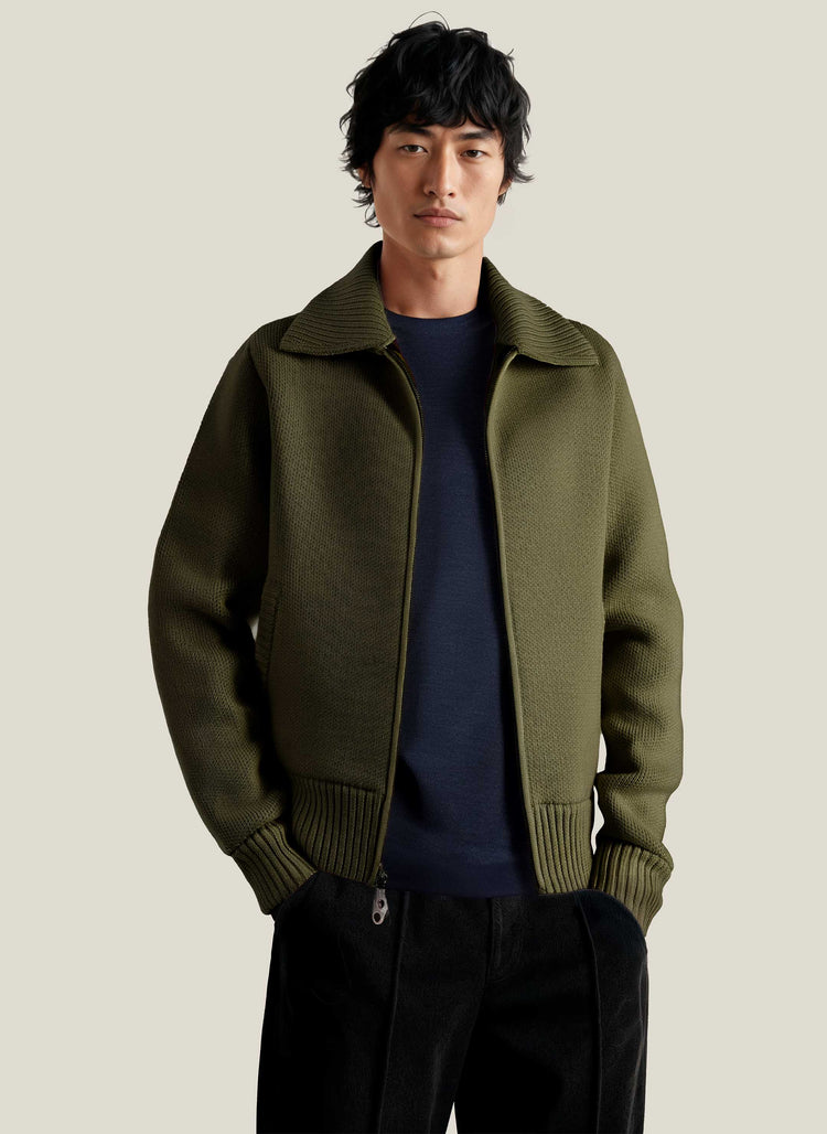 The Knitted Bomber Moss Green Image